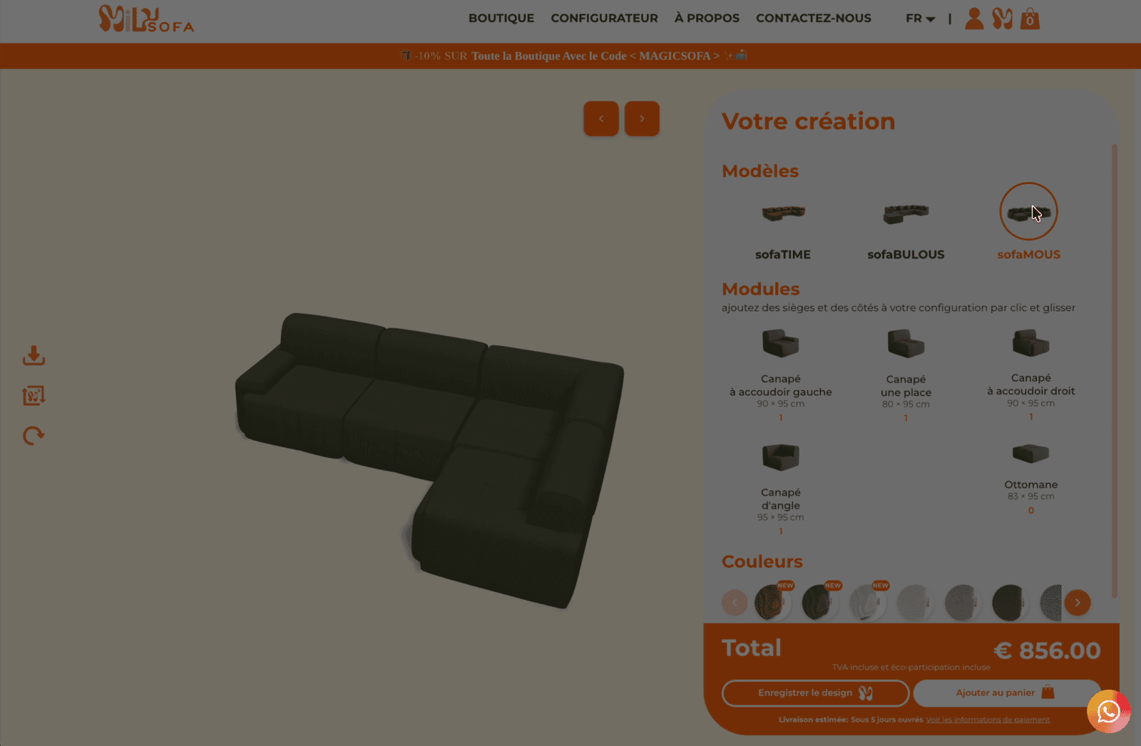 3D Sofa Configurator product screen 1