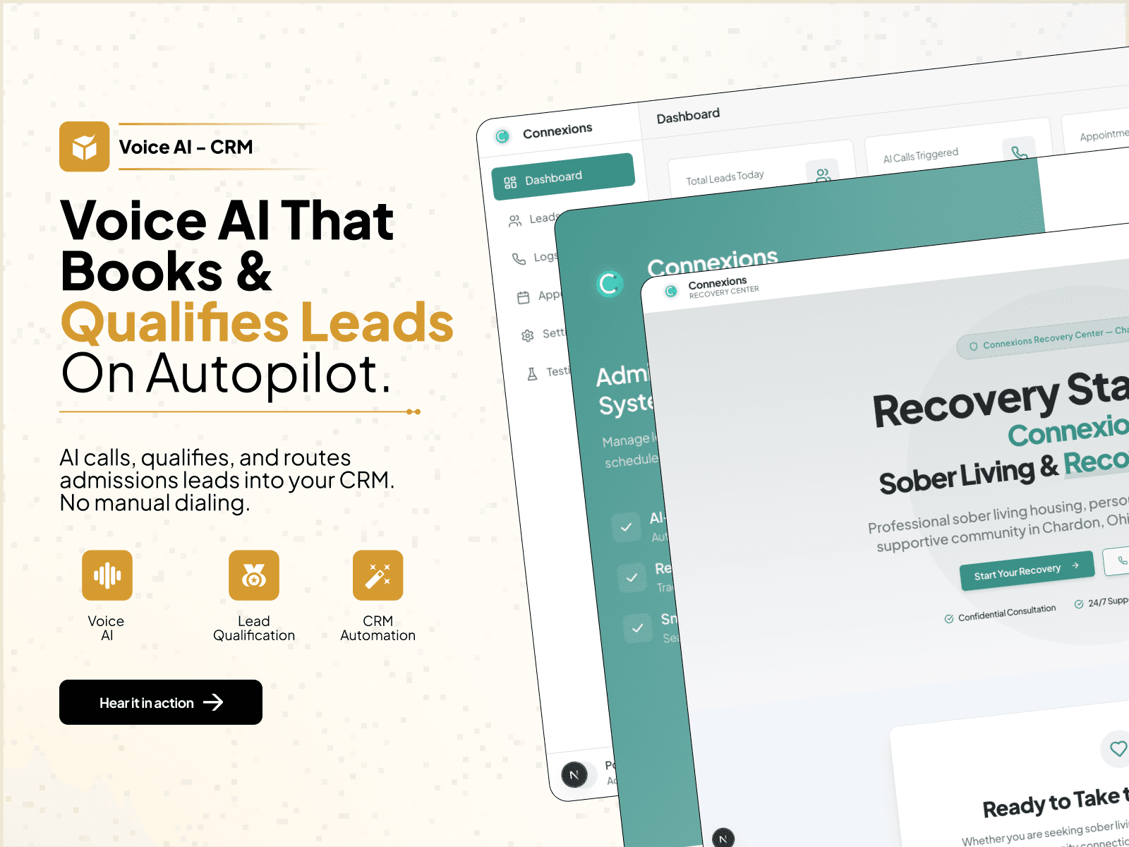 Connexions Voice AI CRM product interface