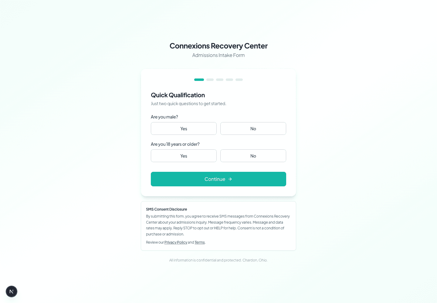 Connexions Recovery product screen 2